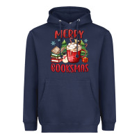 Navy merry booksmas Heavyweight Hoodie - MaliasSmallBusiness