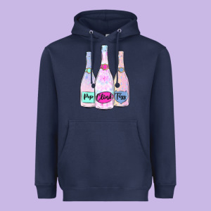 Pop Clink Fizz Champagne Bubbly Heavyweight Hoodie Designed By Maliassmallbusiness