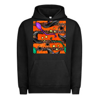 Pigment Black halloween witch hats leopard seamless pattern Urban Hoodie - BundleAndBundleShop