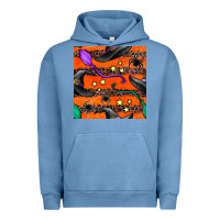 Pigment Pebble Blue halloween witch hats leopard seamless pattern Urban Hoodie - BundleAndBundleShop