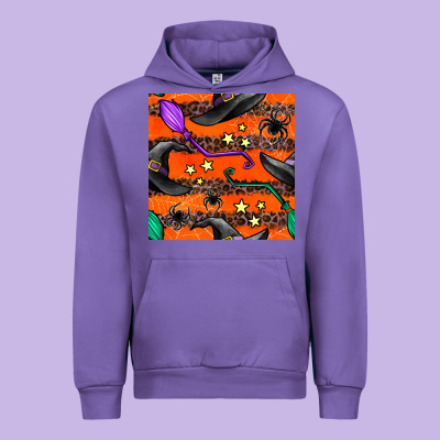 Halloween Witch Hats Leopard Seamless Pattern Urban Hoodie Designed By Bundleandbundleshop