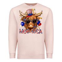 Pale Pink moorica with cow billie wilder Premium Sweatshirt - texasbilliewilder