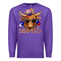 Purple moorica with cow billie wilder Premium Sweatshirt - texasbilliewilder