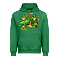 Emerald st patricks gnomes  with farm truck Urban Hoodie - AdoDesignShop