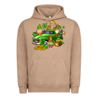 Pigment Burro st patricks gnomes  with farm truck Urban Hoodie - AdoDesignShop