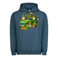 Pigment Midnight Navy st patricks gnomes  with farm truck Urban Hoodie - AdoDesignShop