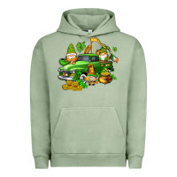 Pigment Oil Green st patricks gnomes  with farm truck Urban Hoodie - AdoDesignShop