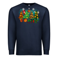 Navy christmas trees with basketball Premium Sweatshirt - Zillion Design Studio