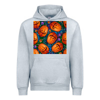 Heather Grey halloween pumpkin and candy seamless pattern Urban Hoodie - BundleAndBundleShop