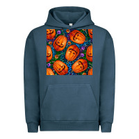Pigment Midnight Navy halloween pumpkin and candy seamless pattern Urban Hoodie - BundleAndBundleShop