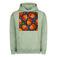 Pigment Oil Green halloween pumpkin and candy seamless pattern Urban Hoodie - BundleAndBundleShop