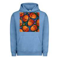 Pigment Pebble Blue halloween pumpkin and candy seamless pattern Urban Hoodie - BundleAndBundleShop