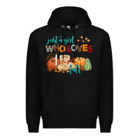 Black just a girl who loves fall Premium Hoodie - AdoDesignShop