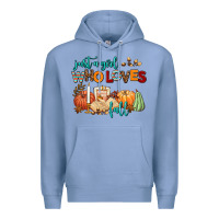 Colony Blue just a girl who loves fall Premium Hoodie - AdoDesignShop