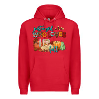 Red just a girl who loves fall Premium Hoodie - AdoDesignShop