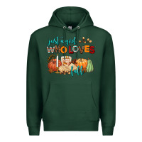 Sports Green just a girl who loves fall Premium Hoodie - AdoDesignShop