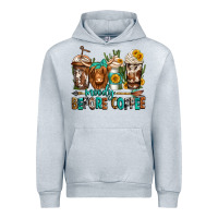 Heather Grey moody before coffee longhaired cow coffee Urban Hoodie - Jasminsmagicworld