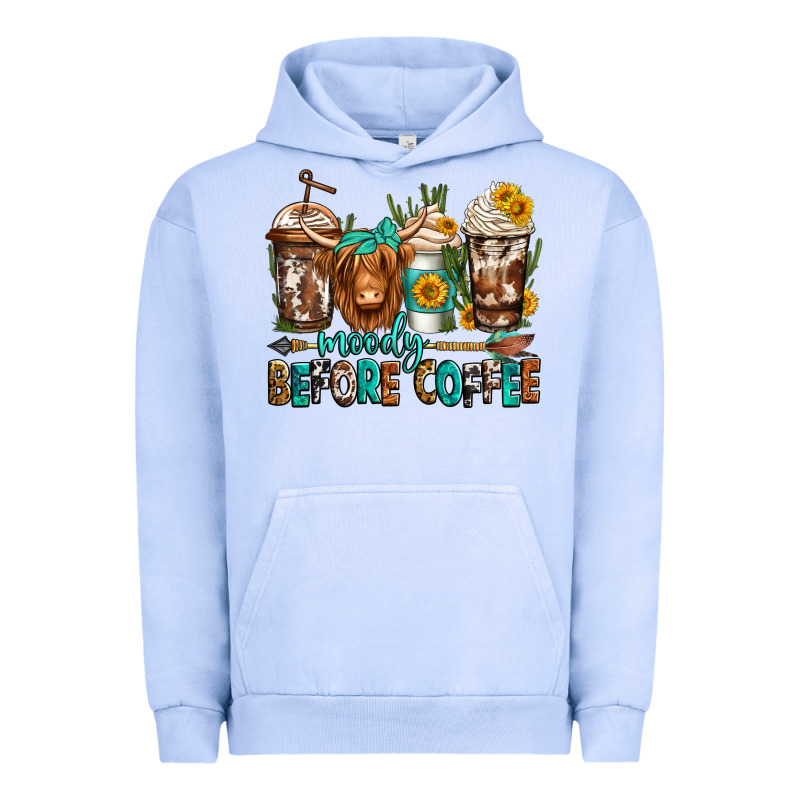 Moody Before Coffee Longhaired Cow Coffee Urban Hoodie by Jasminsmagicworld | Teevron