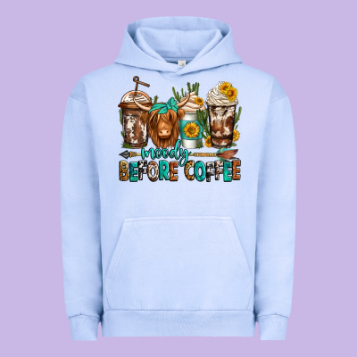 Moody Before Coffee Longhaired Cow Coffee Urban Hoodie Designed By Jasminsmagicworld