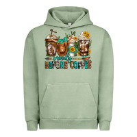 Pigment Oil Green moody before coffee longhaired cow coffee Urban Hoodie - Jasminsmagicworld