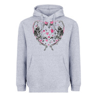 Heather Grey valentines day skeleton Heavyweight Hoodie - MaliasSmallBusiness