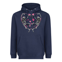 Navy valentines day skeleton Heavyweight Hoodie - MaliasSmallBusiness