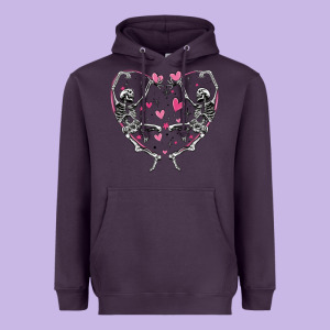 Valentines Day Skeleton Heavyweight Hoodie Designed By Maliassmallbusiness