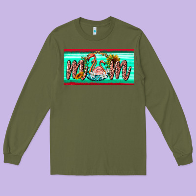 Flamingo Mom License Plate Long Sleeve Tee Designed By Barkaloodesign