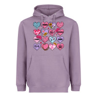 Lavender valentines candy hearts Heavyweight Hoodie - MaliasSmallBusiness