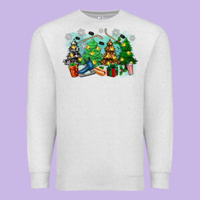 Premium Sweatshirt christmas trees with hockey