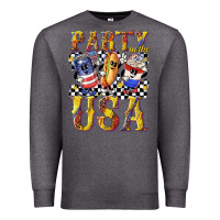 Charcoal Heather party in the usa with leopard Premium Sweatshirt - texasbilliewilder