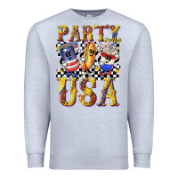 Heather Grey party in the usa with leopard Premium Sweatshirt - texasbilliewilder