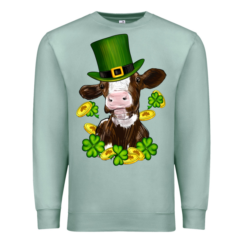 St Patricks Day Cow Premium Sweatshirt by RanaPortraitStore | Teevron