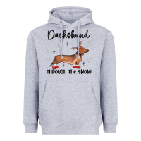 Heather Grey dachshund through the snow Heavyweight Hoodie - MaliasSmallBusiness