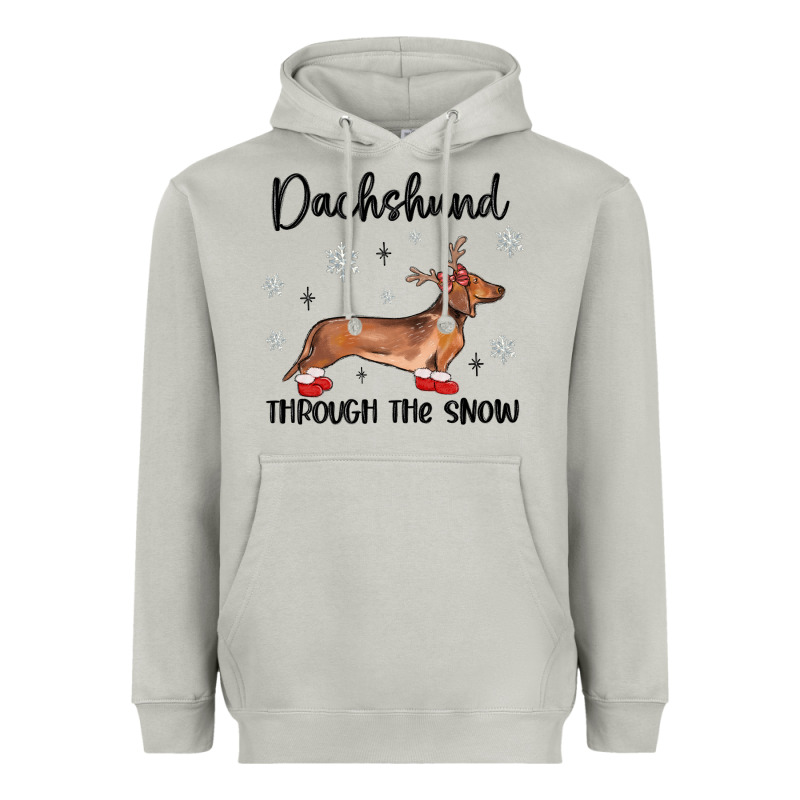 Dachshund Through The Snow Heavyweight Hoodie by MaliasSmallBusiness | Teevron