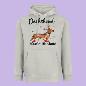 Dachshund Through The Snow Heavyweight Hoodie Designed By Maliassmallbusiness