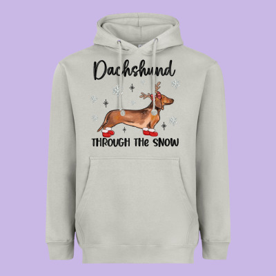 Heavyweight Hoodie dachshund through the snow