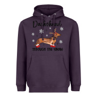 Plum dachshund through the snow Heavyweight Hoodie - MaliasSmallBusiness