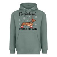 Sage dachshund through the snow Heavyweight Hoodie - MaliasSmallBusiness