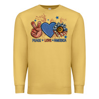 Antique Gold peace love america billie wilder Premium Sweatshirt - texasbilliewilder