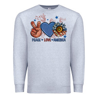 Heather Grey peace love america billie wilder Premium Sweatshirt - texasbilliewilder