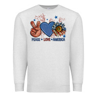 Oatmeal Heather peace love america billie wilder Premium Sweatshirt - texasbilliewilder