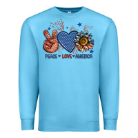 Ocean Blue peace love america billie wilder Premium Sweatshirt - texasbilliewilder