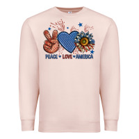 Pale Pink peace love america billie wilder Premium Sweatshirt - texasbilliewilder