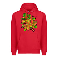 Red happy st patrick s day shamrock Premium Hoodie - Artiststas