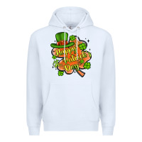 White happy st patrick s day shamrock Premium Hoodie - Artiststas