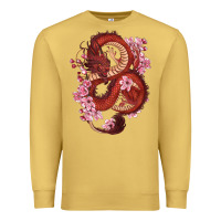 Antique Gold red dragon and sakura cherry blossoms Premium Sweatshirt - RanaPortraitStore