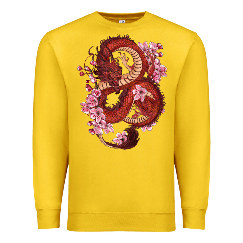 Red Dragon And Sakura Cherry Blossoms Premium Sweatshirt by RanaPortraitStore | Teevron