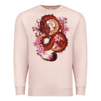 Pale Pink red dragon and sakura cherry blossoms Premium Sweatshirt - RanaPortraitStore