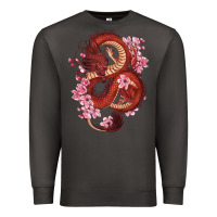 Smoke red dragon and sakura cherry blossoms Premium Sweatshirt - RanaPortraitStore